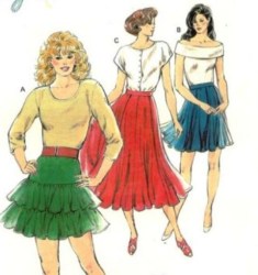 1706 FULL CIRCLE YOKE PANEL/RUFFLE SWING SKIRTS PATTERN XS-L